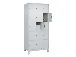 lockerkast,HxBxD 1950x900x500mm,3x5vakken,vak B 300mm,cil.-slot,voeten