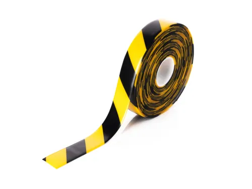 vloermarkeertape,PVC,geel/zwart,band LxB 30mx50mm
