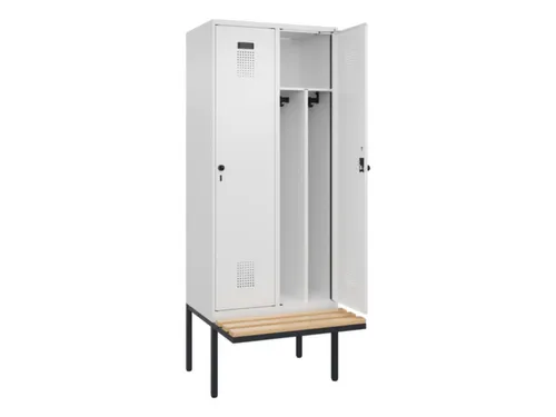 locker met bank,voor scheiding van kleding,HxBxD 2120x800x815mm,2vak