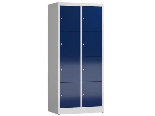 Lockerkast 1800x800x500mm 2x4 vakken cilinderslot, sokkel, RAL5010