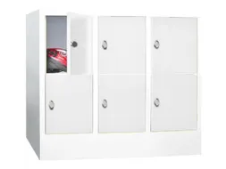lockerkast,HxBxD 855x900x500mm,3x2vakken,RAL7035,front RAL6011