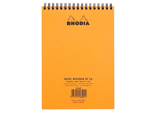 Spiraalblok Rhodia A5 lijn 160 pagina's 80gr oranje