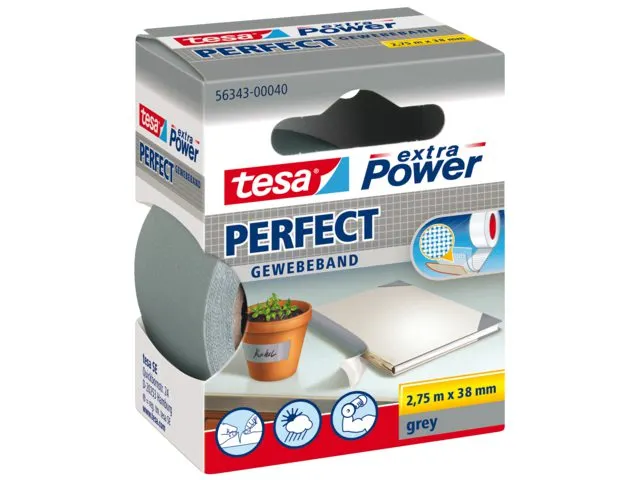 Plakband Tesa textiel 38mmx2.75m wit