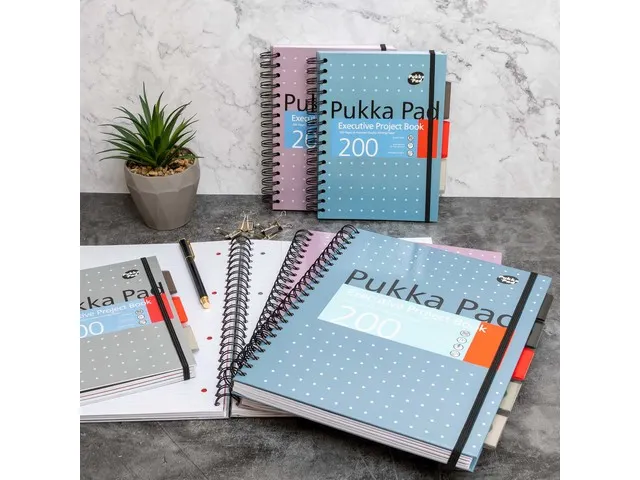 Carnet de projet spirales Pukka Pad Metallic Executive A4 ligné 3 pcs