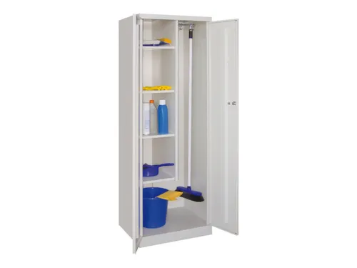 Schoonmaakkast HxBxD 1800x600x500mm 4 Legborden RAL7035 Front RAL7035