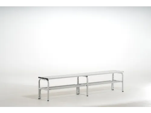 omkleedbank,HxLxD 450x1500x350mm,alu. lijsten,frame RVS RAL7035