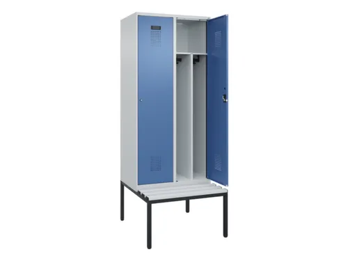 locker met bank,voor scheiding van kleding,HxBxD 2120x800x815mm,2vak
