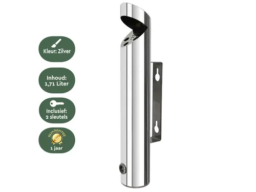 Asbak BRASQ wand AT200 RVS