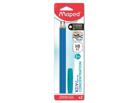 Maped Kidy Learn Concentratie 2 Potloden HB met kauwdop Blauw