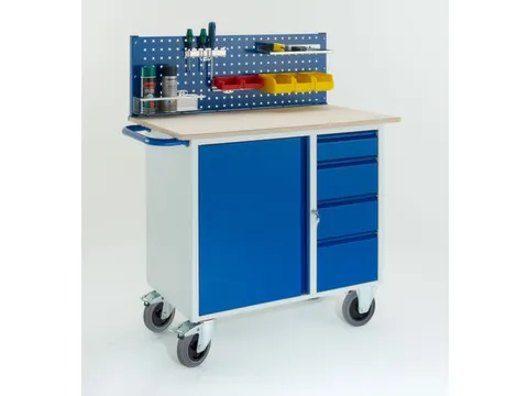 montagewagen,draagverm. 400kg,laadvl. LxB 1000x600mm,houtplaat