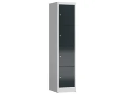 Lockerkast 1800x415x500mm 1x4 vakken cilinderslot, sokkel, RAL7016