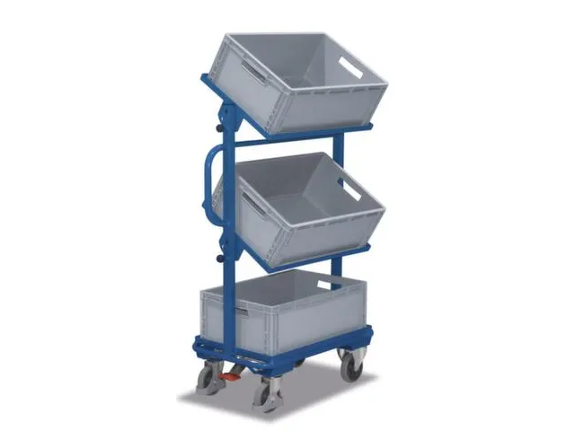 Bijzetwagen 200kg Etages Neigbaar 3 Eurobakken 600x400mm Ral5010