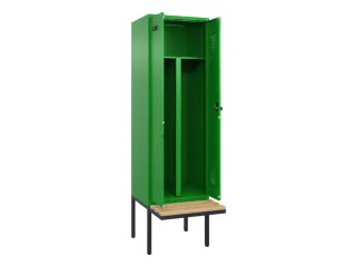 PBM-locker met bank,HxBxD 2120x600x815mm,2vak,vak B 300mm,draaigrendel - 1