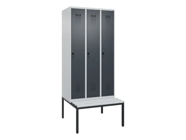 locker met bank,voor scheiding van kleding,HxBxD 2120x900x815mm,3vak