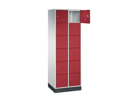lockerkast,RAL 7035/RAL 3003,HxBxD 1950x620x500mm,2x6vakken,cil.-slot