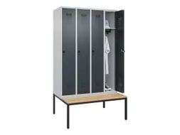 locker met bank,HxBxD 2120x1200x815mm,4vak,vak B 300mm,draaigrendel