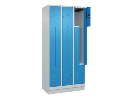 Z-garderobekast,HxBxD 1950x900x500mm,vak B 150/300mm,cil.-slot,sokkel