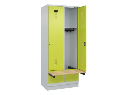 locker met bank,HxBxD 1950x800x815mm,2vak,vak B 400mm,cilinderslot