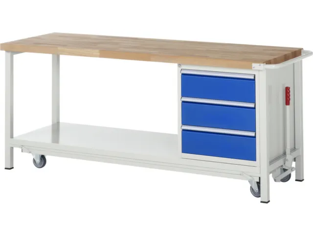 Werkbank 880x2000x700mm Beukenhouten Werkblad 3laden