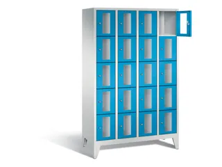 Lockerkast 1850x1190x500mm 4x5 vakken Cilinderslot Poten, RAL5012 - 1