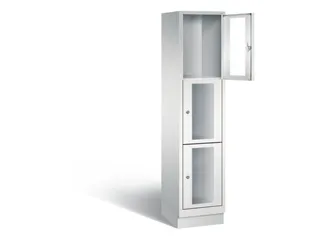 Lockerkast 1800x420x500mm 1x3 vakken Cilinderslot, Sokkel, RAL7035 - 1