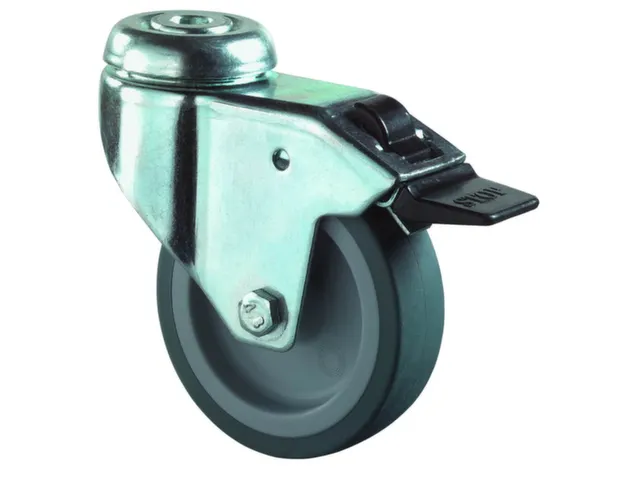 Roulette Pivotante Double Blocage Force 50Kg Oeil De Fixation