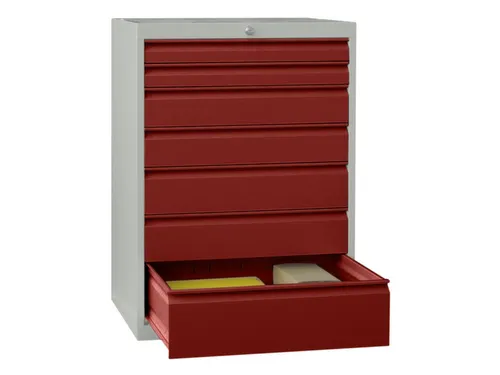 ladekast,HxBxD 1000x715x600mm,7lade(n),cil.-slot,RAL7035,front RAL3000