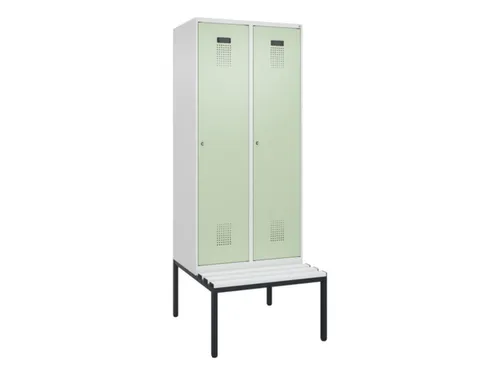 locker met bank,voor scheiding van kleding,HxBxD 2120x800x815mm,2vak
