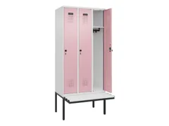 locker met bank,HxBxD 2120x900x815mm,3vak,vak B 300mm,draaigrendel