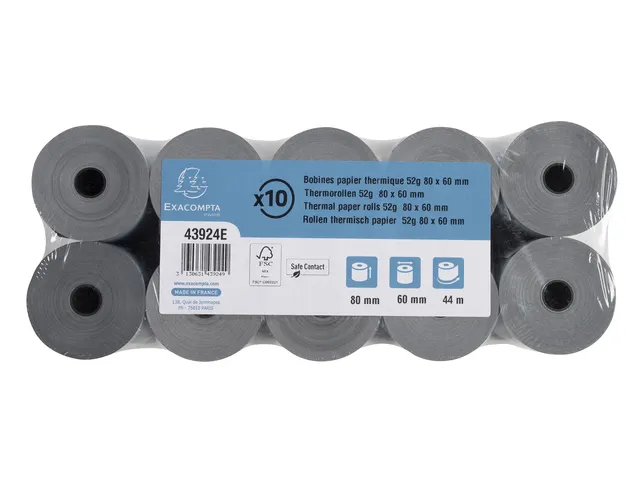 Telrol Exacompta 80mmx44m kern Ø12mm SafeContact thermisch