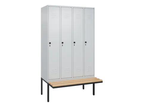locker met bank,HxBxD 2120x1200x815mm,4vak,vak B 300mm,draaigrendel