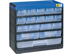 magazijnkast HxBxD 285x300x135mm 17laden behuizing zwart/blauw