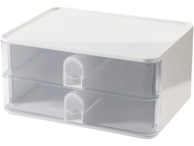 Smart-box Han Allison met 2 lades sneeuw wit/transparant, stapelbaar