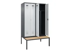 PBM-locker met bank,HxBxD 2120x1200x815mm,4vak,vak B 300mm