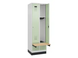 locker met bank,HxBxD 1950x600x815mm,2vak,vak B 300mm,cilinderslot