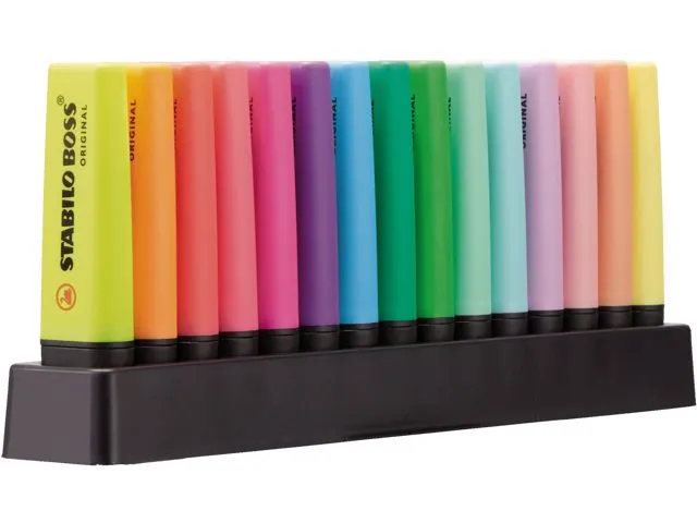 Markeerstift STABILO BOSS Original 70/15 assorti deskset à 15 stuks