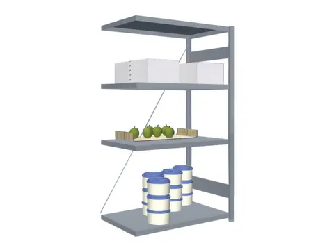 Rvs Inhaakstelling Aanbouw 1750x1010x635mm 4legborden Vaklast 200kg