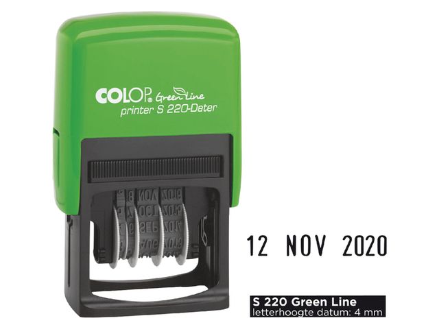 Datumstempel Colop S220 green line 4mm Zwart | StempelsOnlineBestellen.nl