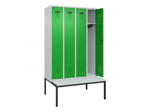 locker met bank,HxBxD 2120x1200x815mm,4vak,vak B 300mm,cilinderslot