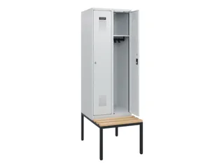 locker met bank,HxBxD 1950x600x815mm,2vak,vak B 300mm,cilinderslot - 1