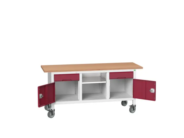 werkbank,HxBxD 830x1750x600mm,multiplexblad,uitrusting: 2laden,2kasten