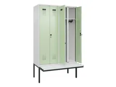 locker met bank,voor scheiding van kleding,HxBxD 2120x1200x815mm,4vak