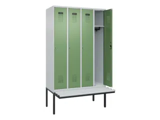locker met bank,HxBxD 2120x1200x815mm,4vak,vak B 300mm,cilinderslot - 1