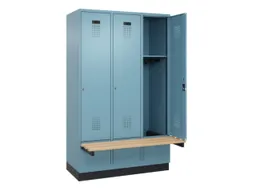 locker met bank,HxBxD 1950x1200x815mm,3vak,vak B 400mm,cilinderslot