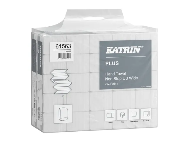 Handdoek Katrin Plus w-vouw 3-laags 240x320mm 25x90 vel wit 61563