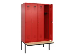 locker met bank,HxBxD 2120x1200x815mm,4vak,vak B 300mm,cilinderslot