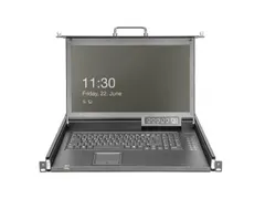 Modulaire HD LCD TFT-console met 8-poorts VGA KVM UK-toetsenbord Zwart