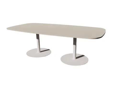 Linesto vergadertafel 240x120 deens ovaal lichtgrijs 25mm wit