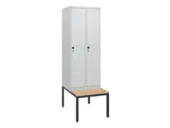 locker met bank,HxBxD 1950x600x815mm,2vak,vak B 300mm,draaigrendel