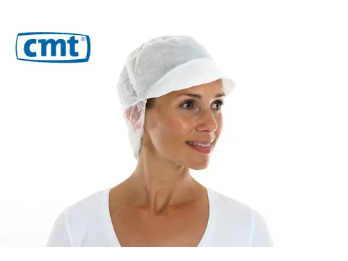 PPnw pet met klep en haaropvang wit 'snood cap' 1000 Stuks